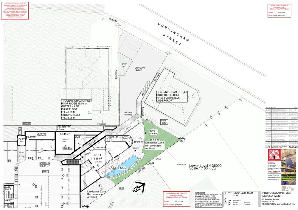 Celadon DA plan &mdash; Lower Level &mdash; Setout & Dimensions